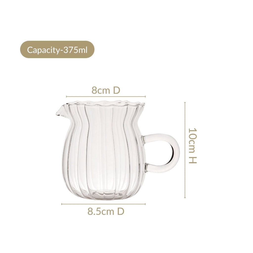 Fluted Glass Creamer Coffee Jug Set Of 2 375ml Nestasia