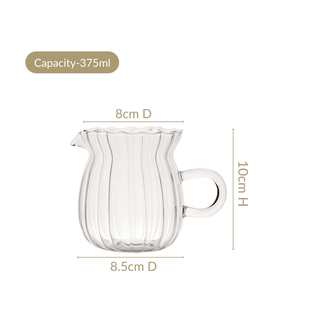 Fluted Glass Creamer Coffee Jug Set Of 2 375ml Nestasia
