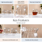 Fluted Glass Creamer Coffee Jug Set Of 2 375ml Nestasia