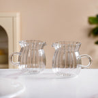 Fluted Glass Creamer Coffee Jug Set Of 2 375ml Nestasia