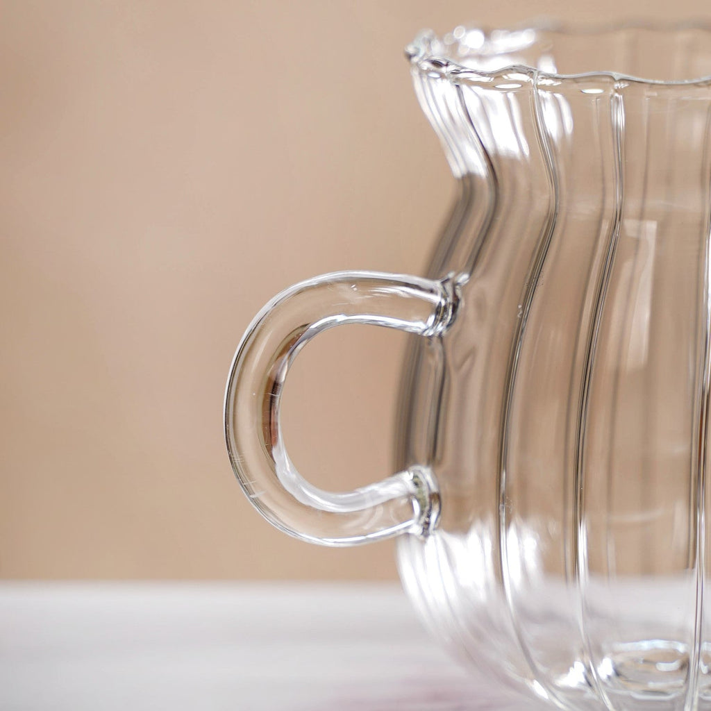 Fluted Glass Creamer Coffee Jug Set Of 2 375ml Nestasia