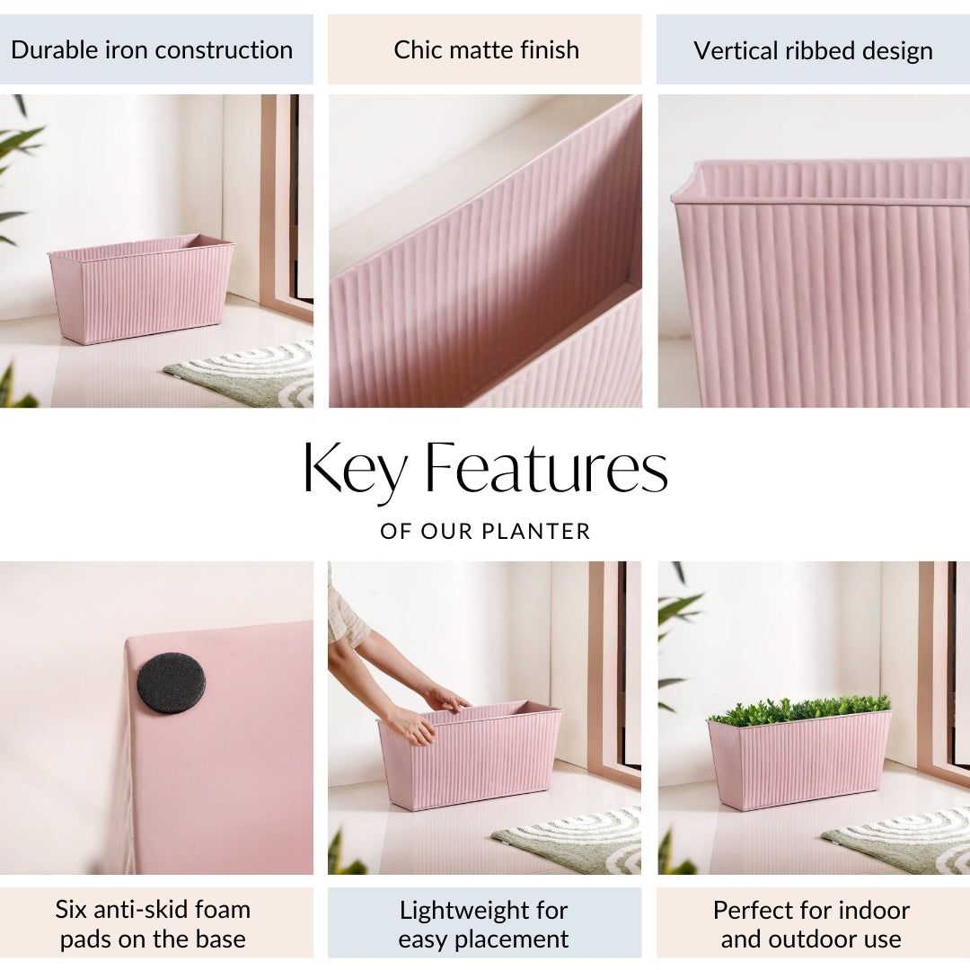 Fluted Indoor Planter Box Pink Nestasia