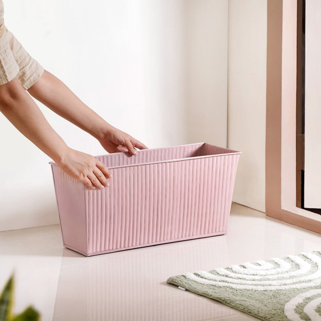 Fluted Indoor Planter Box Pink Nestasia
