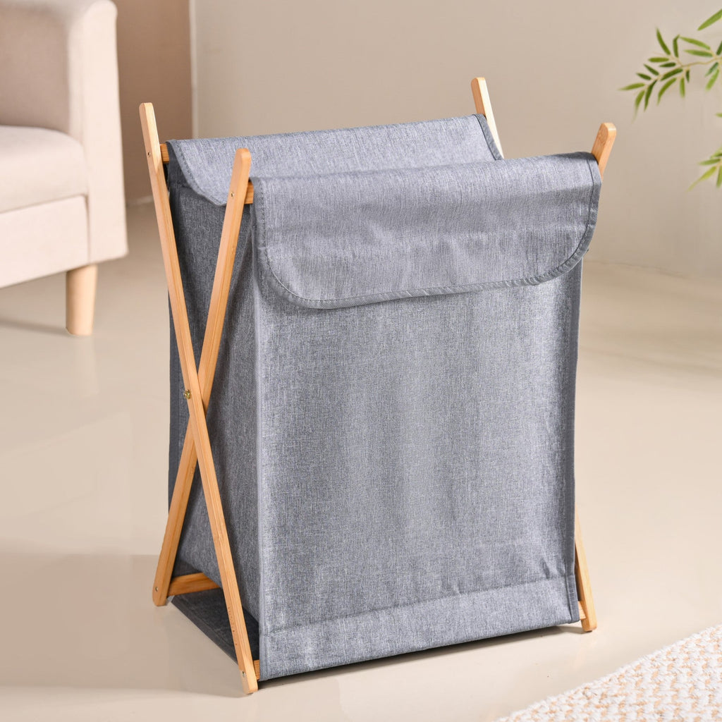 Foldable Cloth Laundry Basket Grey Nestasia