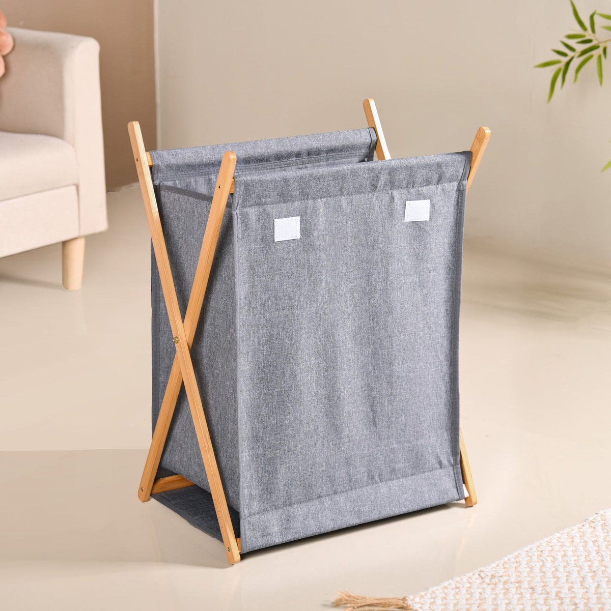 Foldable Cloth Laundry Basket Grey Nestasia