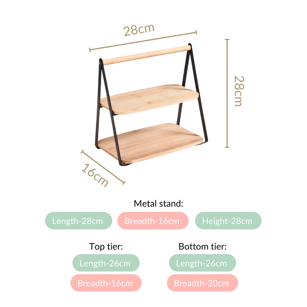 Foldable 2 Tier Wooden Storage Rack Nestasia
