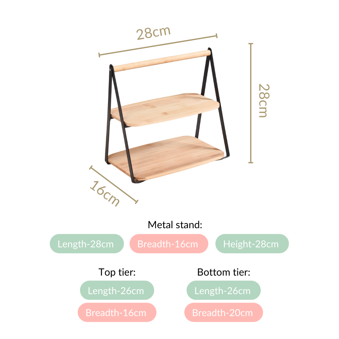Foldable 2 Tier Wooden Storage Rack Nestasia