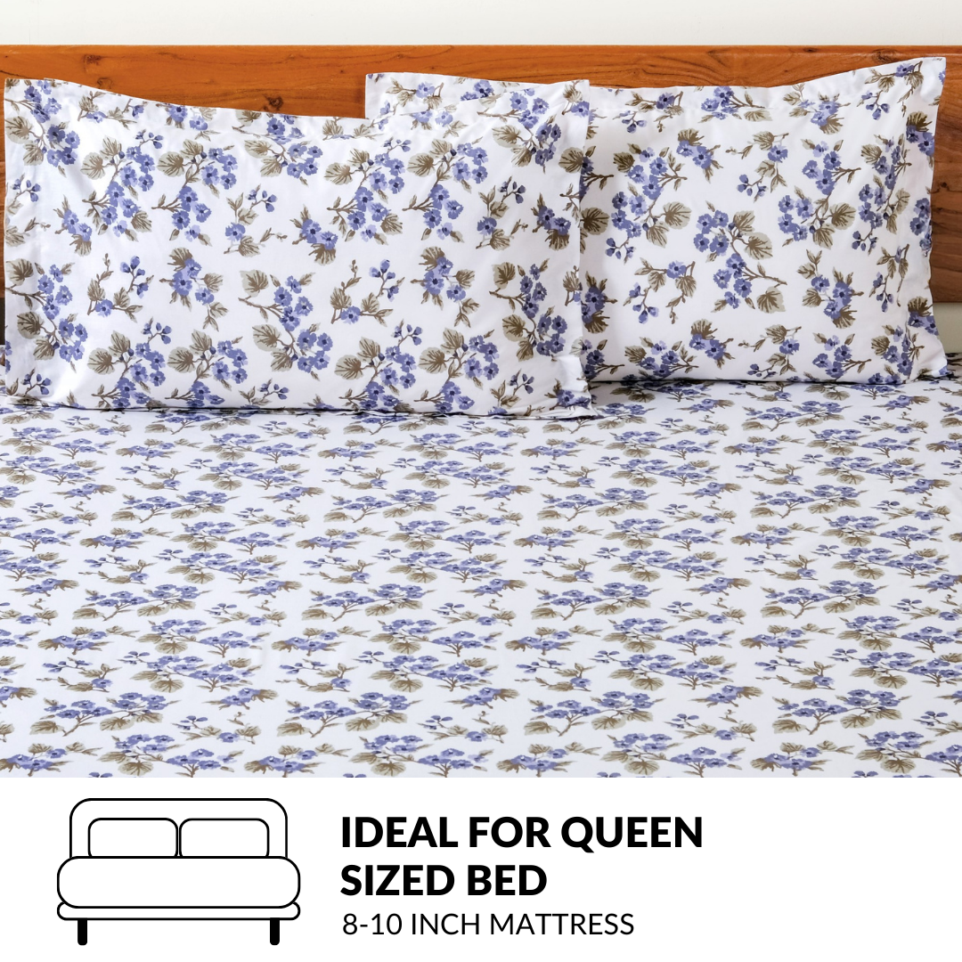 Forest Ferns Queen Size Pure Cotton Bedding Set 254x229cm Nestasia