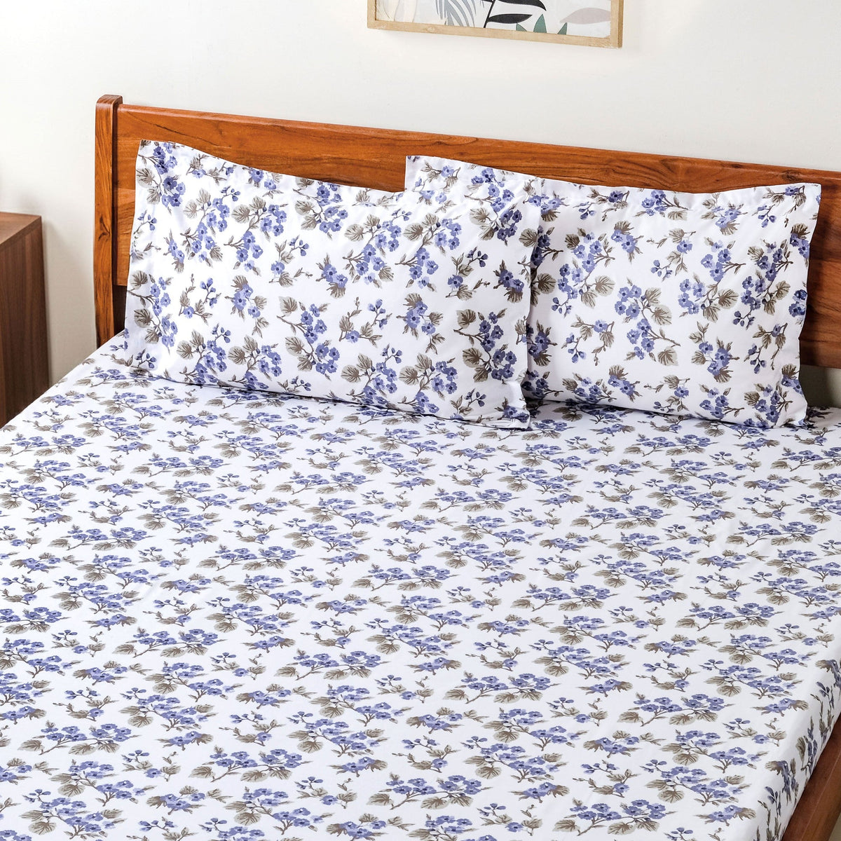 Forest Ferns Queen Size Pure Cotton Bedding Set 254x229cm Nestasia