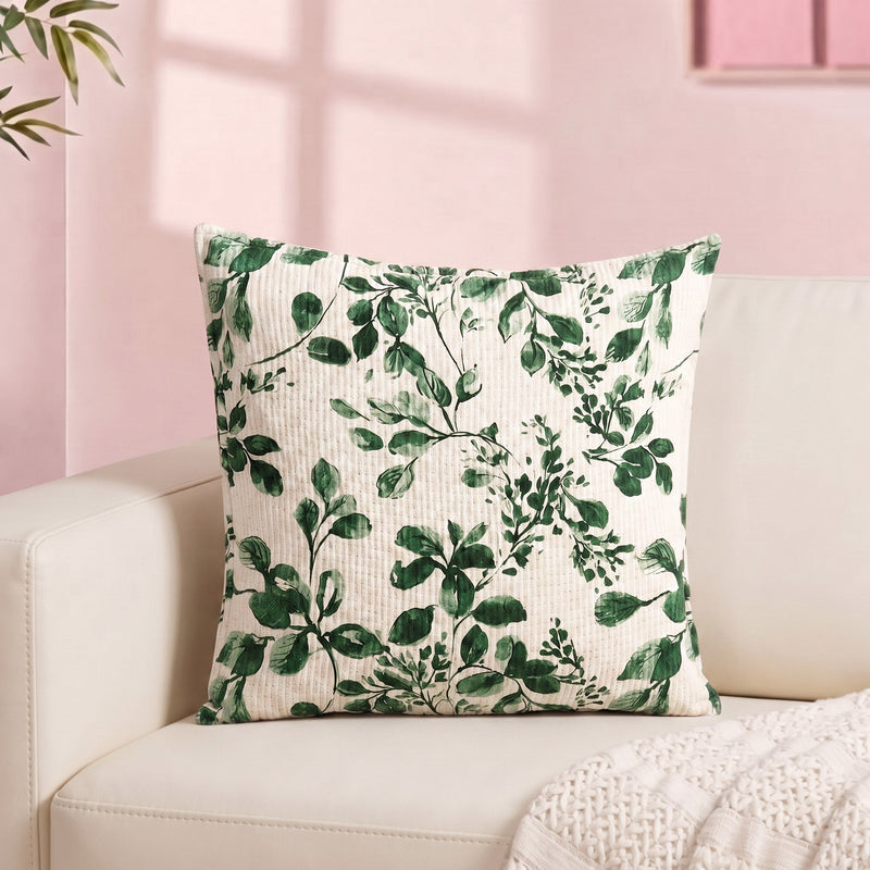 Forest Trail Embroidered Cotton Cushion Cover 45x45cm Nestasia