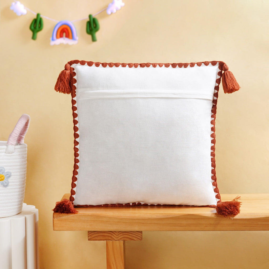 Fox Embroidered Cotton Kids Cushion Cover 42x42cm Nestasia