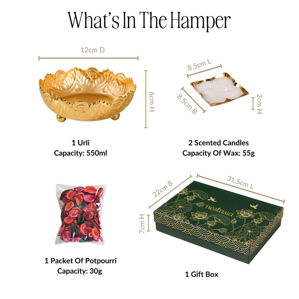 Fragrant Bliss Urli Potpourri And Candle Hamper In Gift Box Nestasia