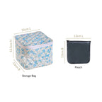 Floral Quilted Jewellery Storage Bag With Pouch Set Of 6 Blue Nestasia