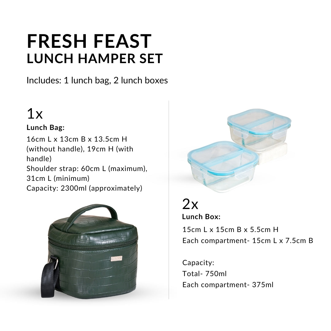 Fashion Forward Lunch Bag Lunch Box Set Green Nestasia