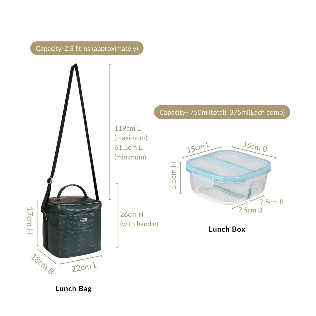 Fashion Forward Lunch Bag Lunch Box Set Green Nestasia