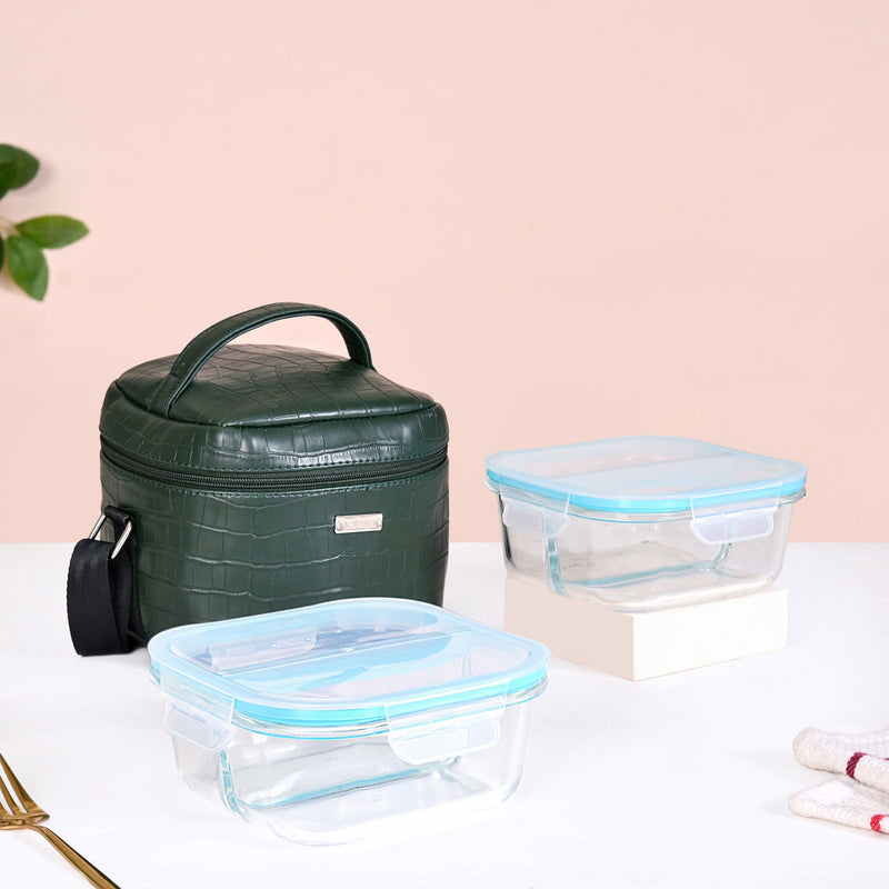 Fashion Forward Lunch Bag Lunch Box Set Green Nestasia