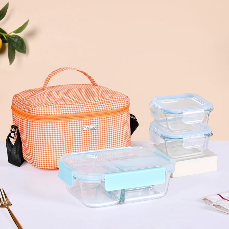 Office Time Glass Lunchbox And Insulated Lunch Bag Set Nestasia