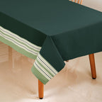 Sage Stripes 6 Seater Cotton Table Cover 203x152cm Nestasia