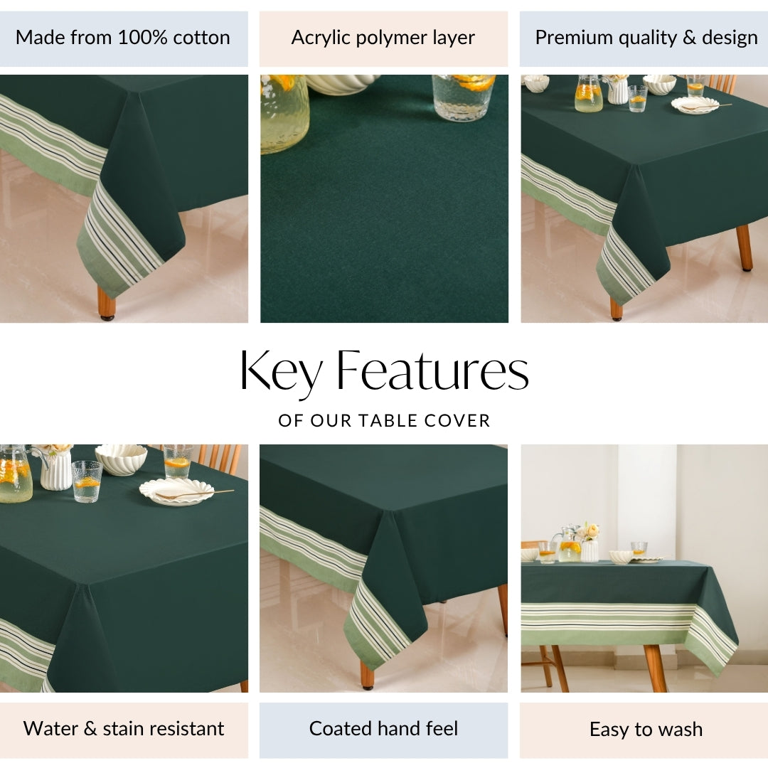 Sage Stripes 8 Seater Water Resistant Table Cover 274x152cm Nestasia