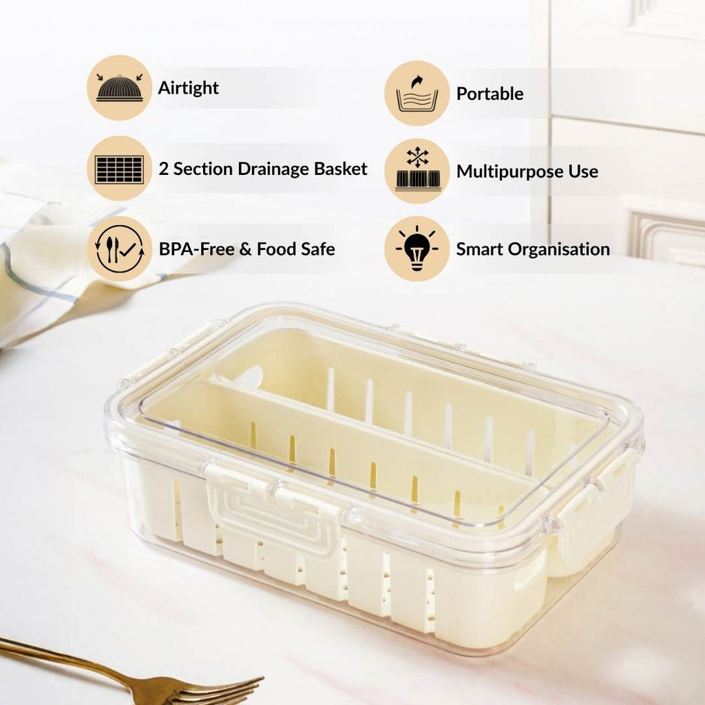 FreshGrid Two Section Fridge Storage Box Nestasia