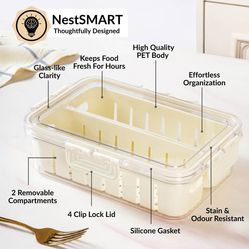 FreshGrid Two Section Fridge Storage Box Nestasia