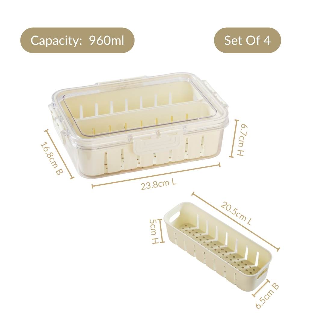 FreshGrid Two Section Fridge Storage Box Nestasia