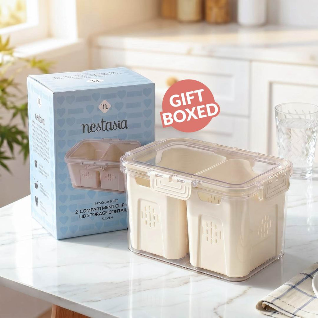 FreshGrid Tall Fridge Storage Box With 2 Compartments Nestasia