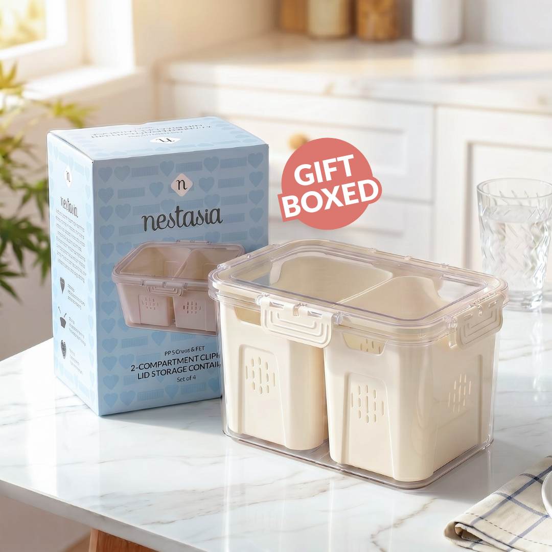 FreshGrid Tall Fridge Storage Box With 2 Compartments Nestasia