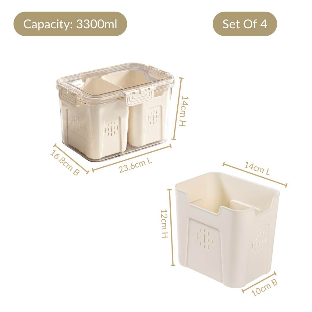 FreshGrid Tall Fridge Storage Box With 2 Compartments Nestasia