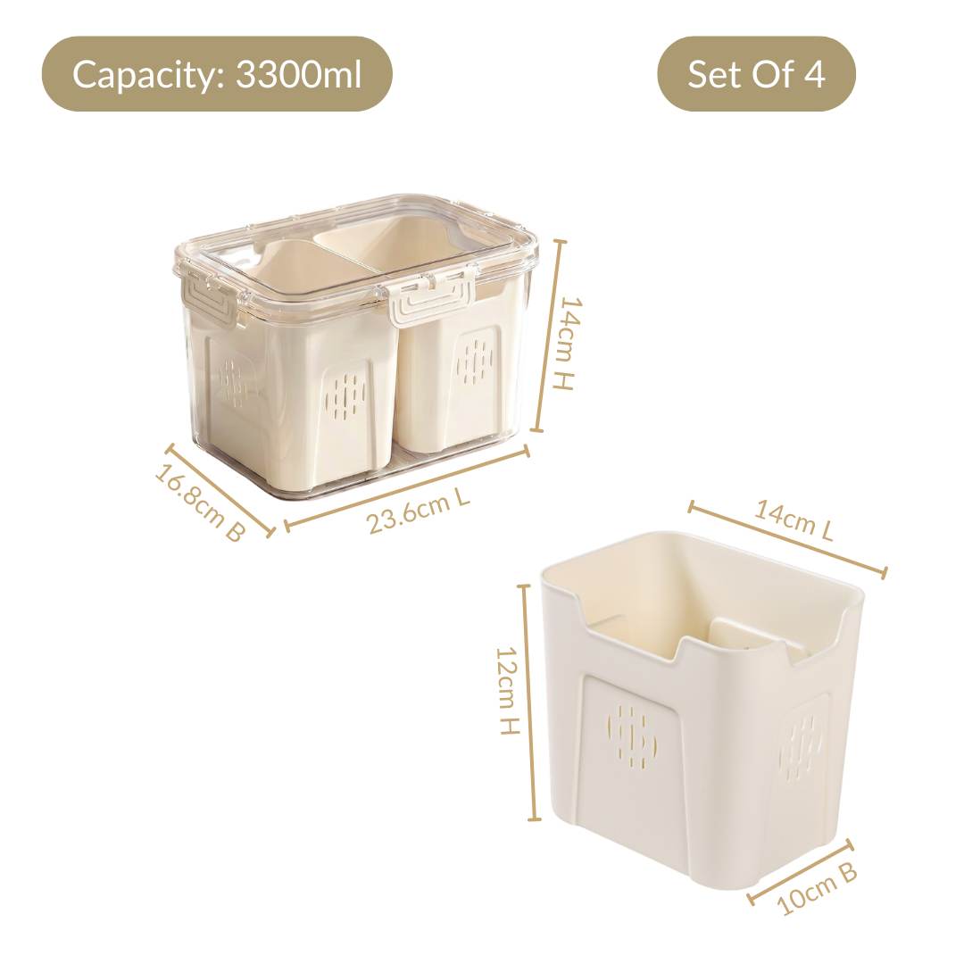 FreshGrid Tall Fridge Storage Box With 2 Compartments Nestasia