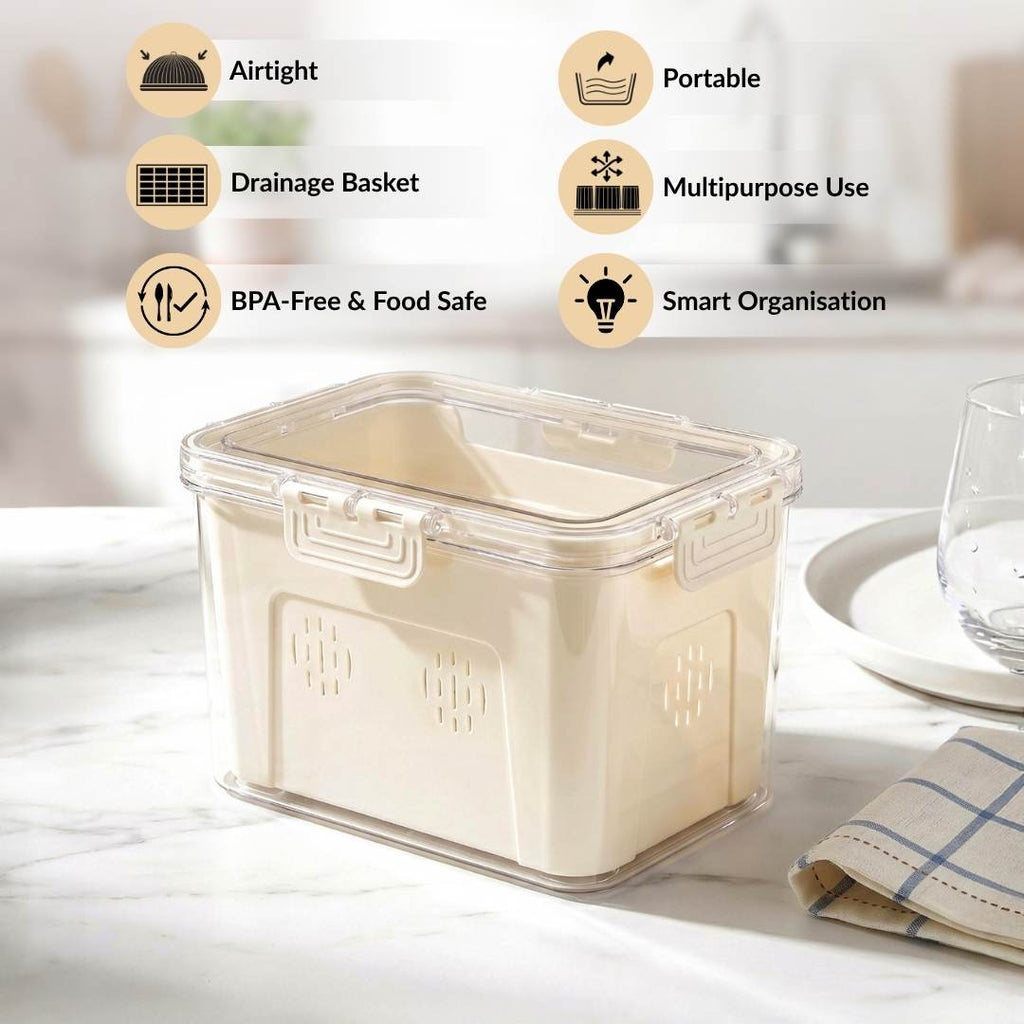 FreshGrid Fridge Storage Box With Drainage Basket Nestasia