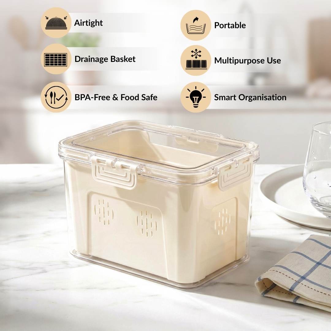 FreshGrid Fridge Storage Box With Drainage Basket Nestasia