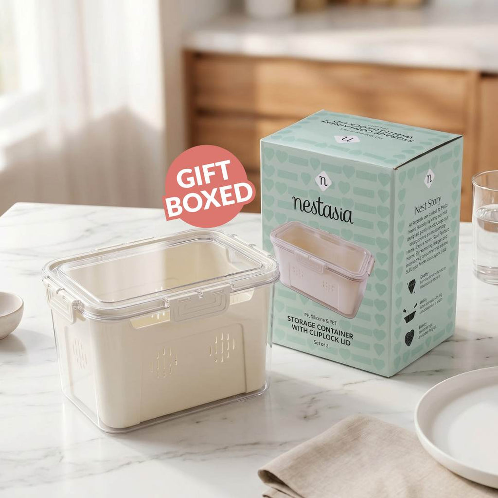FreshGrid Fridge Storage Box With Drainage Basket Nestasia
