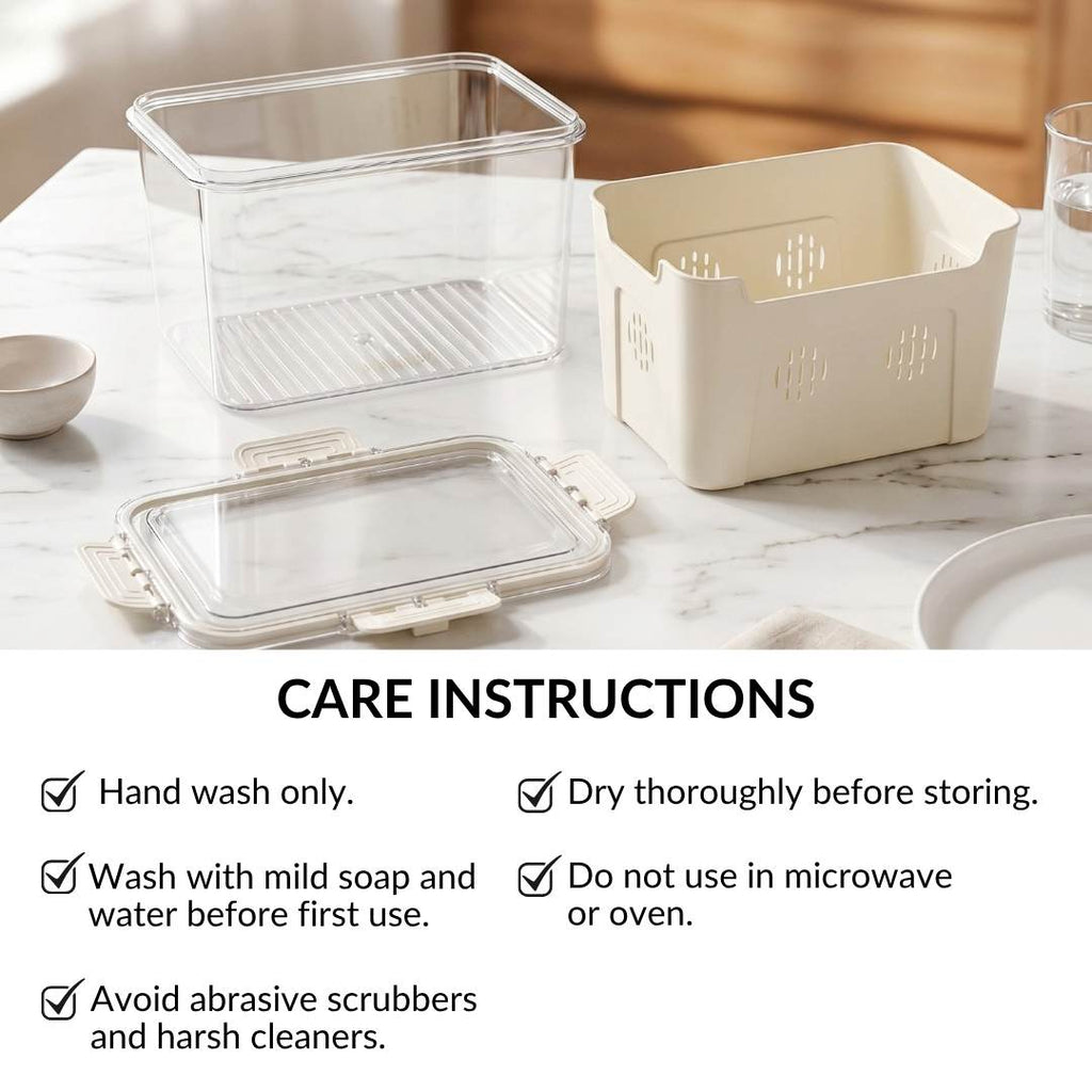 FreshGrid Fridge Storage Box With Drainage Basket Nestasia