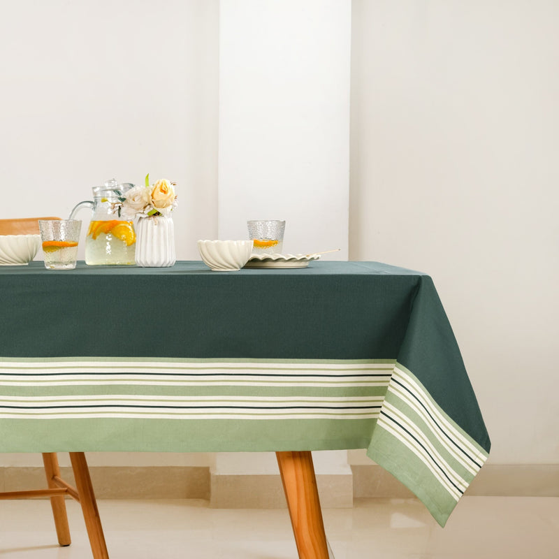 Sage Stripes 8 Seater Water Resistant Table Cover 274x152cm Nestasia