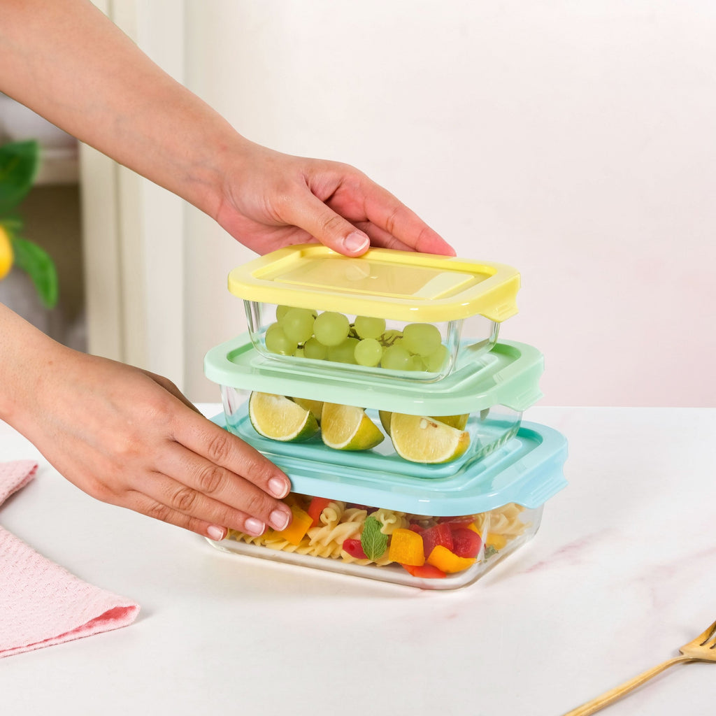 Freshlock Meal Prep Rectangular Storage Box Set Of 3 S 370ml M 600ml L 1000ml Nestasia