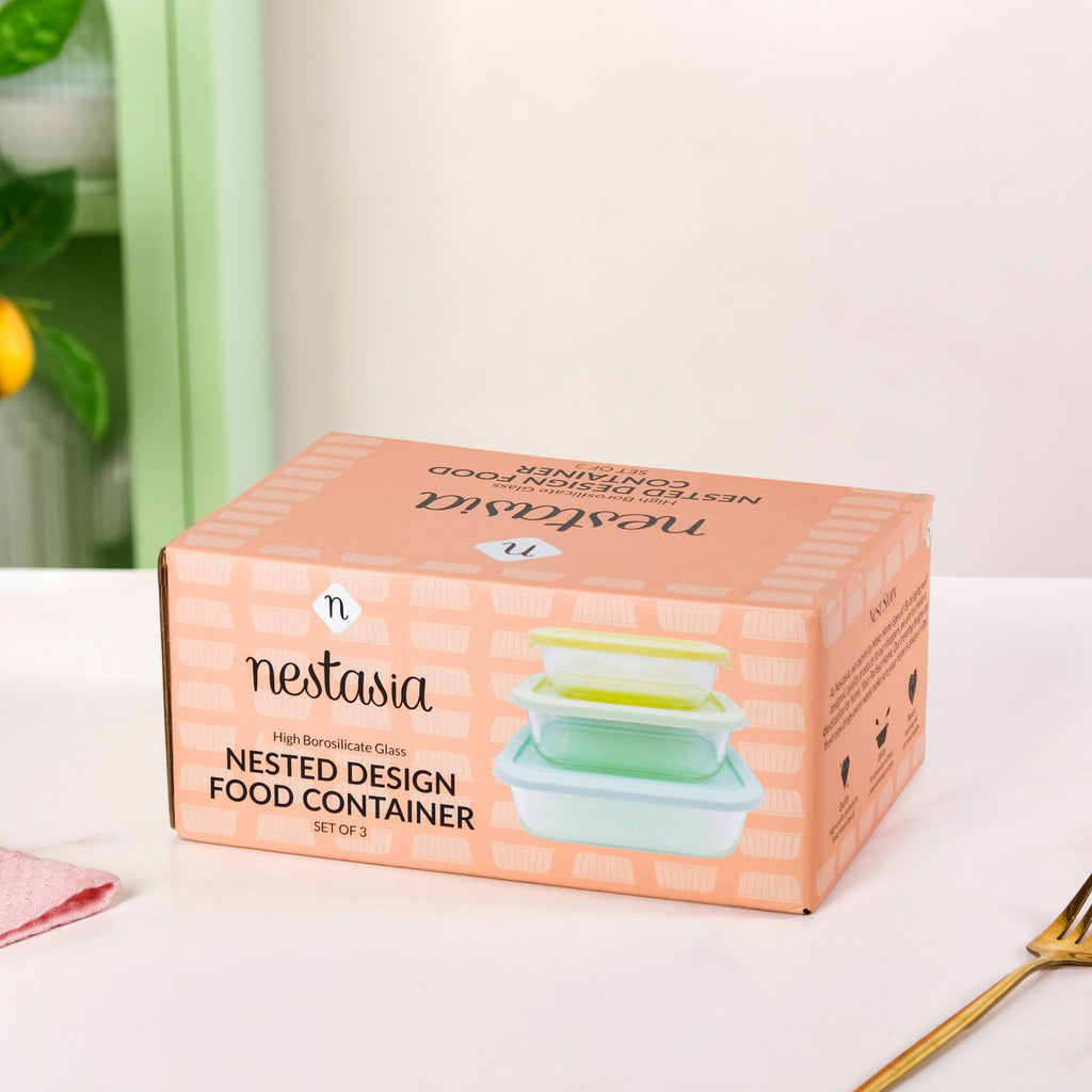 Freshlock Meal Prep Rectangular Storage Box Set Of 3 S 370ml M 600ml L 1000ml Nestasia
