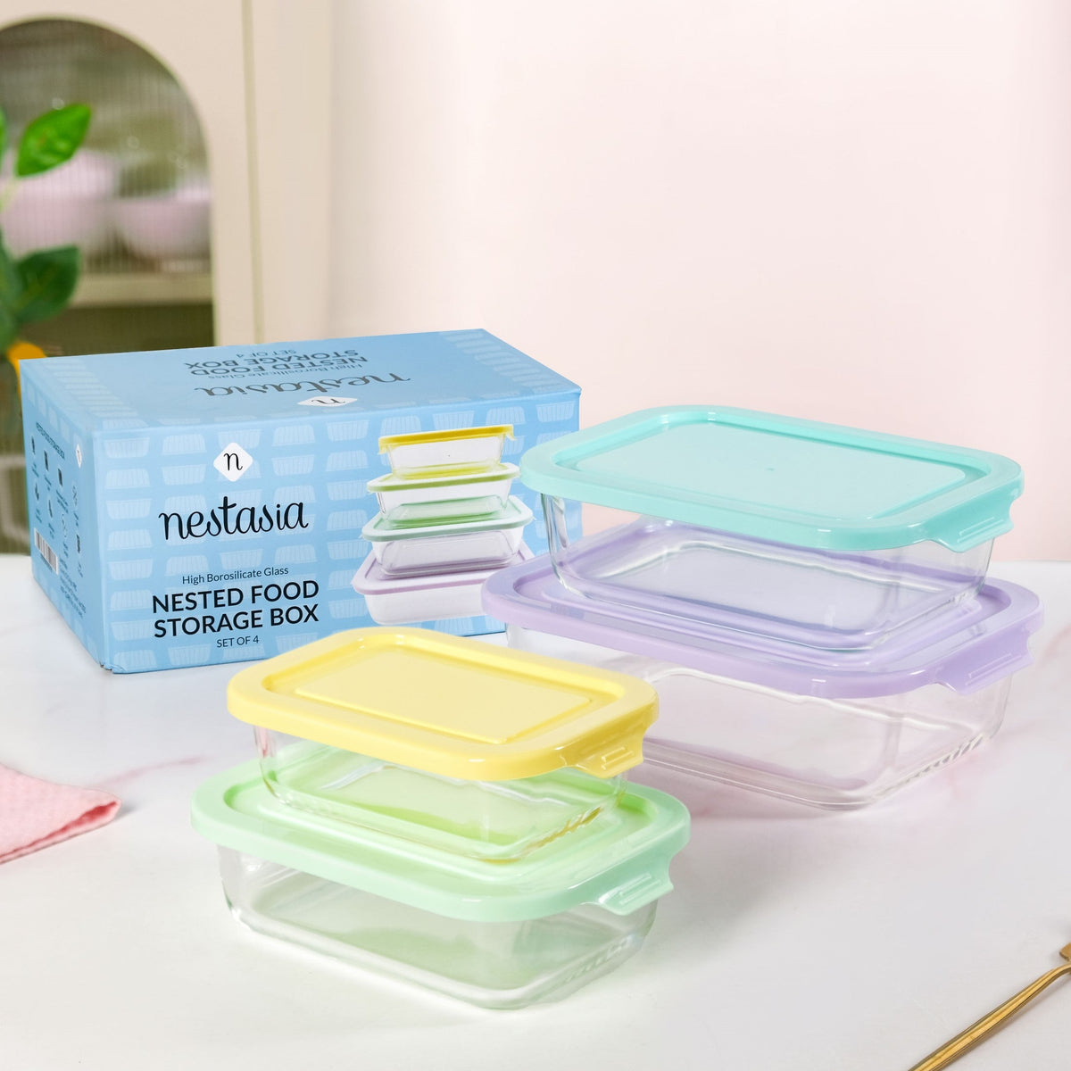Freshlock Meal Prep Rectangular Storage Box Set Of 4 S 370ml M 600ml L 1000ml XL 1500ml Nestasia