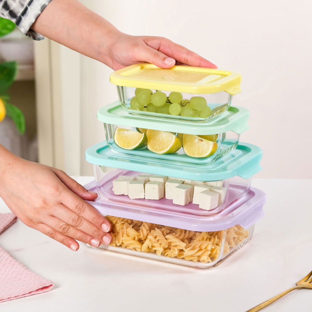 Freshlock Meal Prep Rectangular Storage Box Set Of 4 S 370ml M 600ml L 1000ml XL 1500ml Nestasia