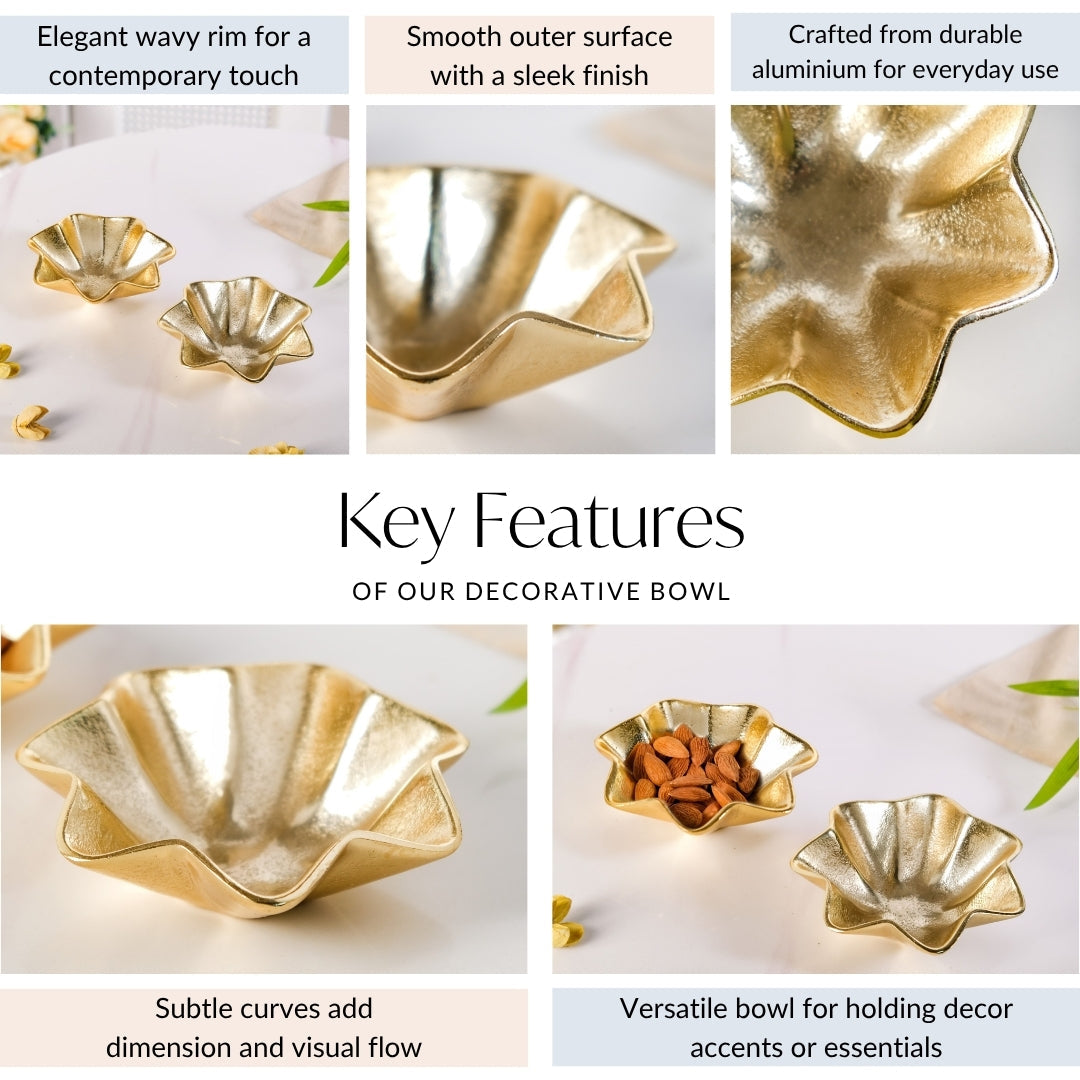 Frill Metal Trinket Bowl Set Of 2 Nestasia
