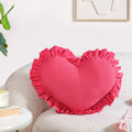 Frilly Heart Cotton Cushion Dark Pink 43x38cm Nestasia