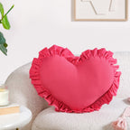 Frilly Heart Cotton Cushion Dark Pink 43x38cm Nestasia