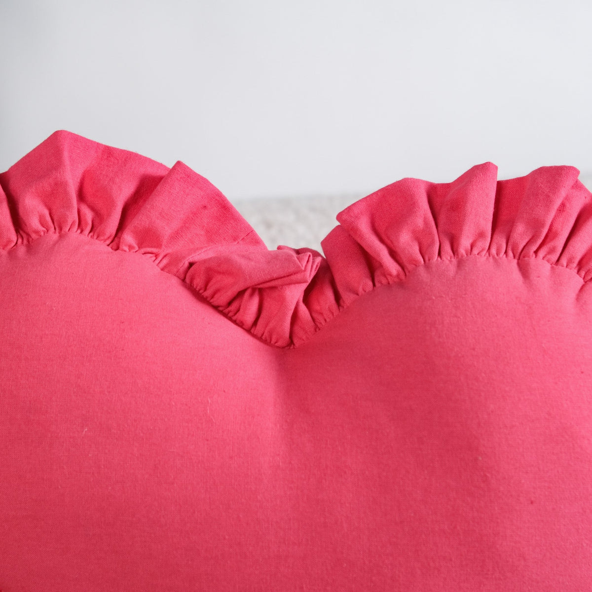 Frilly Heart Cotton Cushion Dark Pink 43x38cm Nestasia