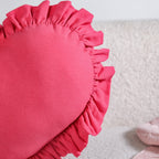 Frilly Heart Cotton Cushion Dark Pink 43x38cm Nestasia