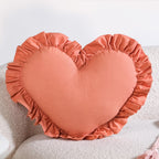 Frilly Heart Cotton Cushion Dusty Pink 43x38cm Nestasia