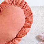 Frilly Heart Cotton Cushion Dusty Pink 43x38cm Nestasia