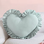 Frilly Heart Cotton Cushion Mint Green 43x38cm Nestasia