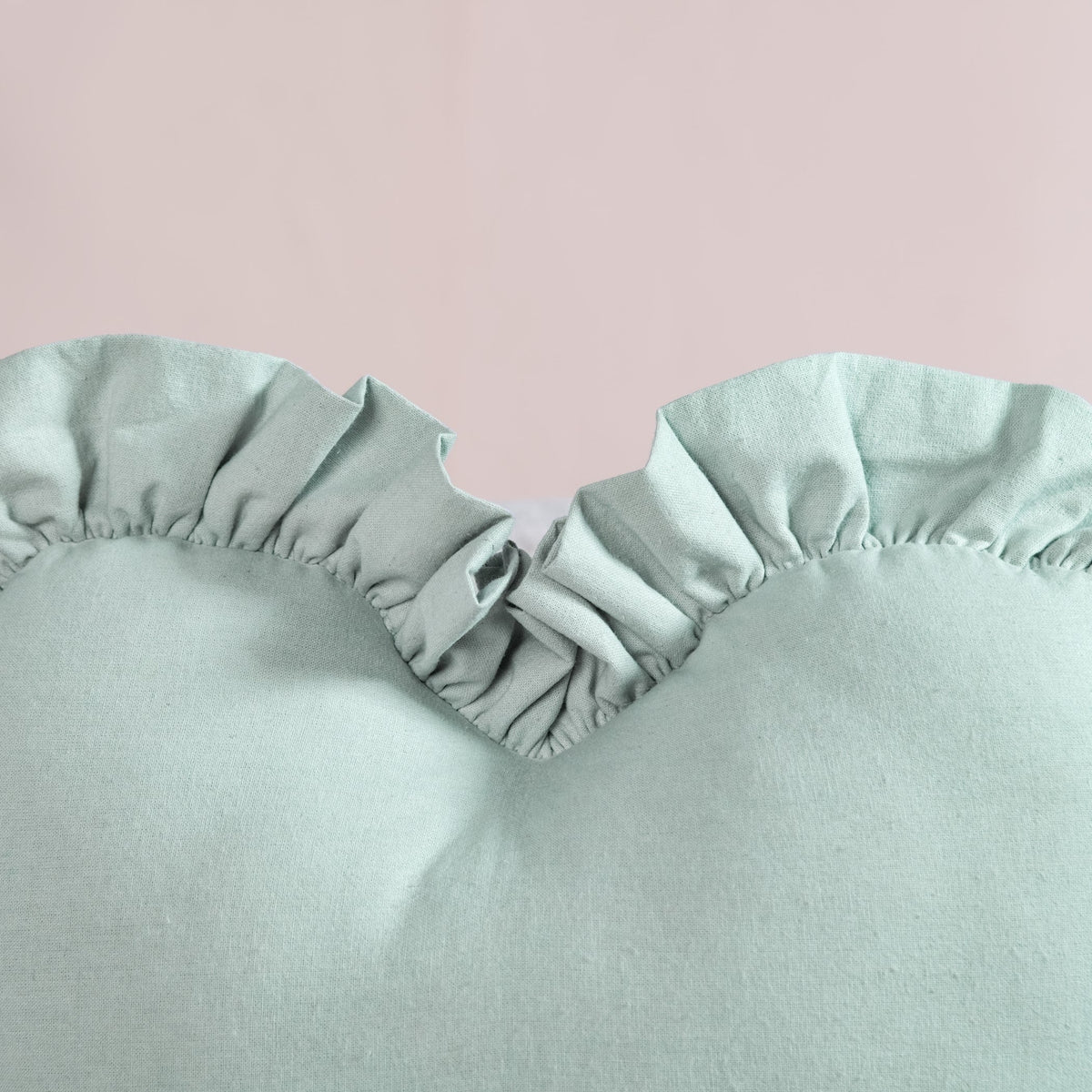 Frilly Heart Cotton Cushion Mint Green 43x38cm Nestasia
