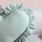 Frilly Heart Cotton Cushion Mint Green 43x38cm Nestasia
