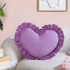 Frilly Heart Cotton Cushion Purple 43x38cm Nestasia